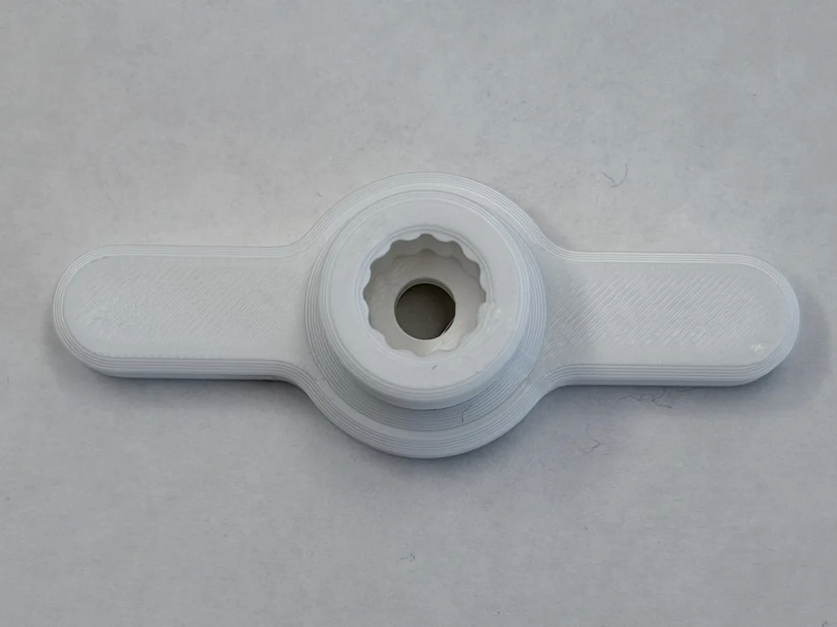 Replacement window crank T-handle for a 1964 Airstream with Hehr windows